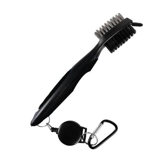 Portable Double Side Golf Club Cleaning Brush with Retractable Line Carabiner