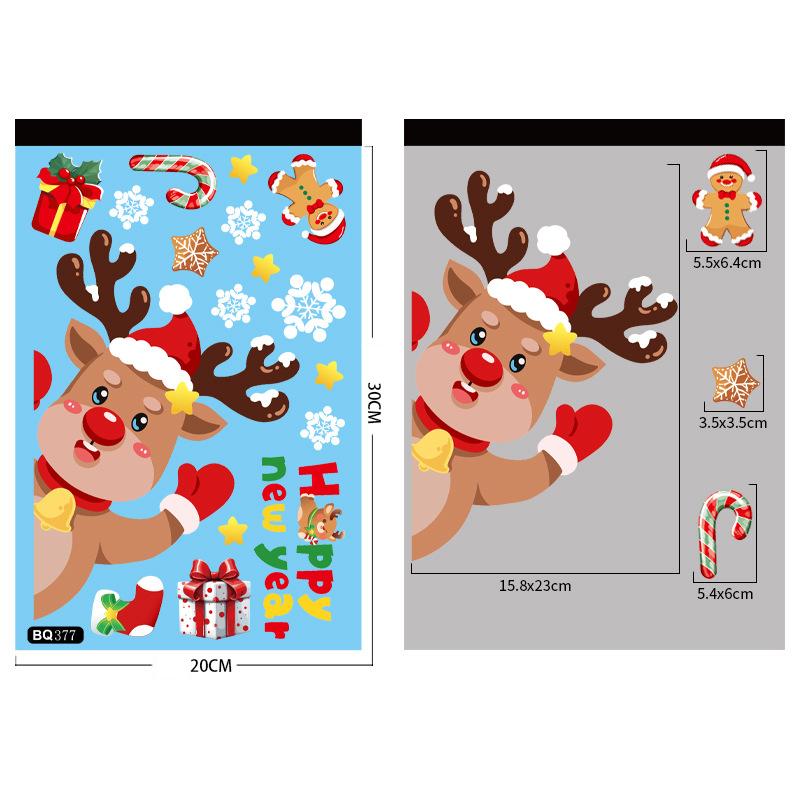 2025 Santa Claus Reindeer Window Glass Stickers Snowman Snowflake Electrostatic Wall Sticker Merry Christmas Decoration for Home