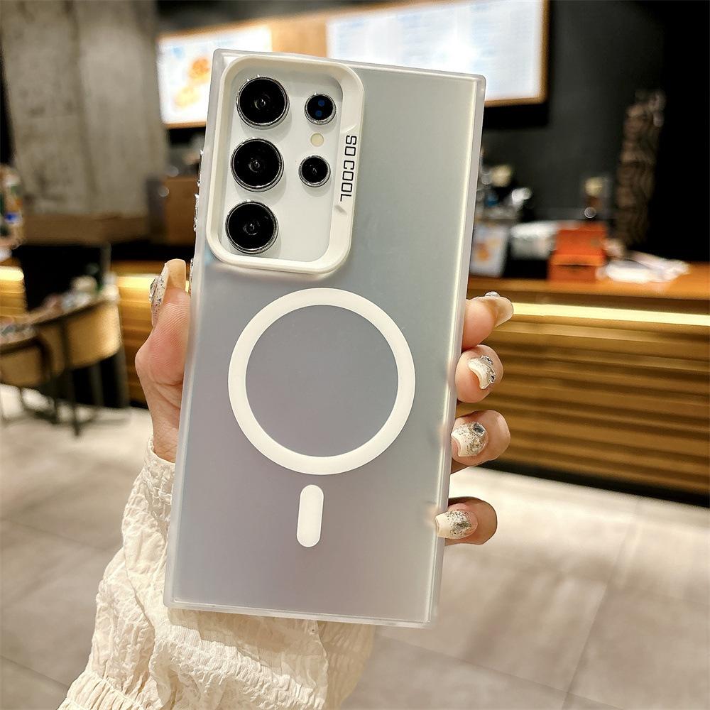 Matte Colorful Sliver Magnetic Phone Case for iPhone 11 12 13 14 15 16 Samsung S20FE S21 S22 S23 S24 S25 TPU Soft Silicone Shockproof Hard Back Cover