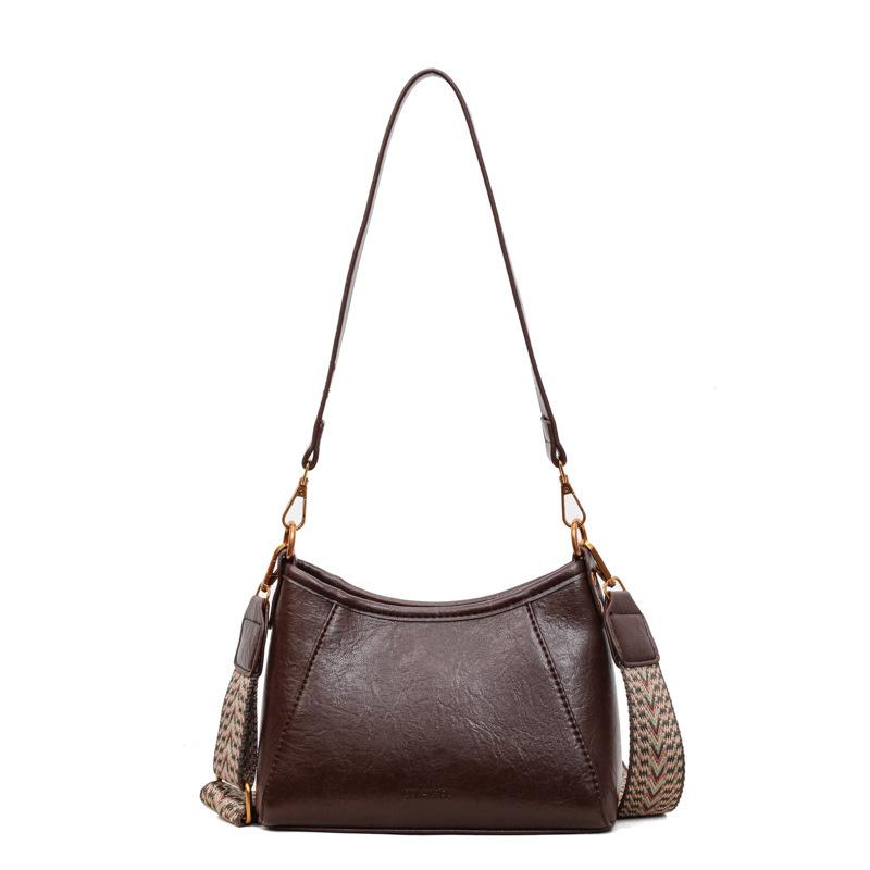 Premium Retro Small Bag Women'S Fashion Fashion Wide Shoulder Strap Messenger Bag Commuter Versatile Single Shoulder Armpit Bag