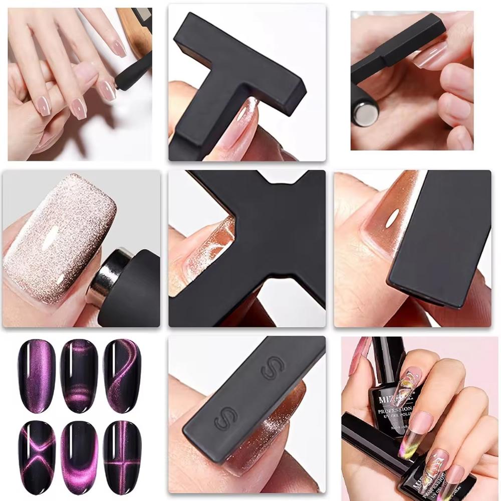Love Heart Pattern Nail Magnet 6in1 Cat Eye Effect Side Light Half Moon Daisy Flower French Nail UV Attraction Magnets Manicure