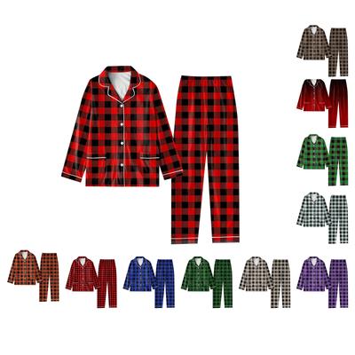 Women's 2 Piece Printed Suit Long Sleeve Button Up Top Wide Leg Pants Suit Set Pajamas Home Casual Suit