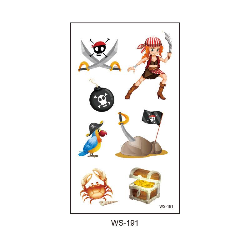Children's Pirate Cartoon Waterproof Temporary Tattoo Stickers for Face & Arm - Fun Party Collection