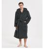 Large Cotton Velvet Jacquard Hooded Men's Nightgown - European & American Style, Thickened for Autumn/Winter, Unisex.
