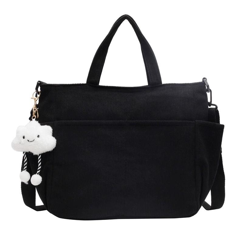 New Corduroy Tote Bag with Zipper Closure, Chic Daily Commuter Handbag Shoulder Crossbody Bag, Ideal for Shopping & Everyday Use