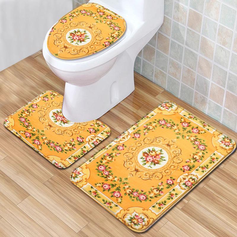 Toilet Floor Mat Three-Piece Bathroom 3-Piece Carpet Doormat Mat