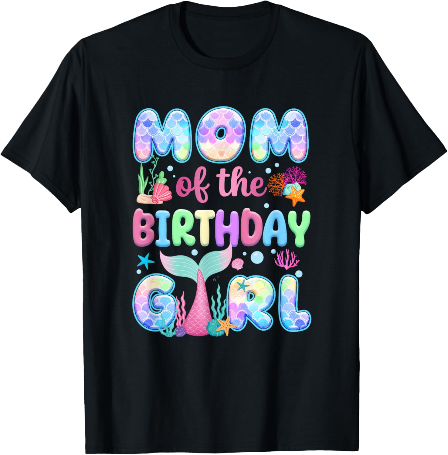 Mom Of The Birthday Mermaid Girl Family Matching Party T-Shirt S разноцветный