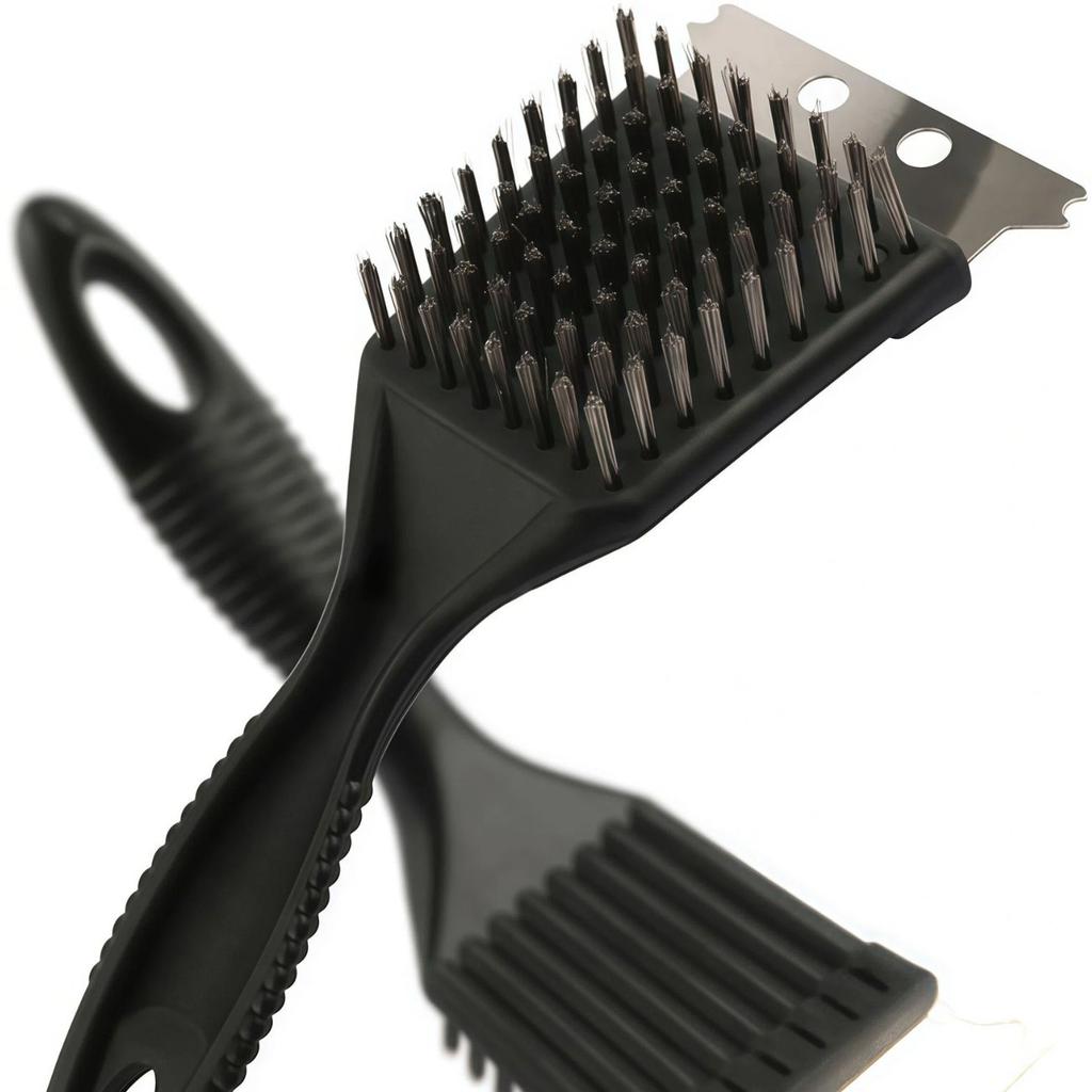 Metal Grill Brush with Scraper Grill Cleaning Brush Durable Stainless Steel Bristle Grill Accessories
