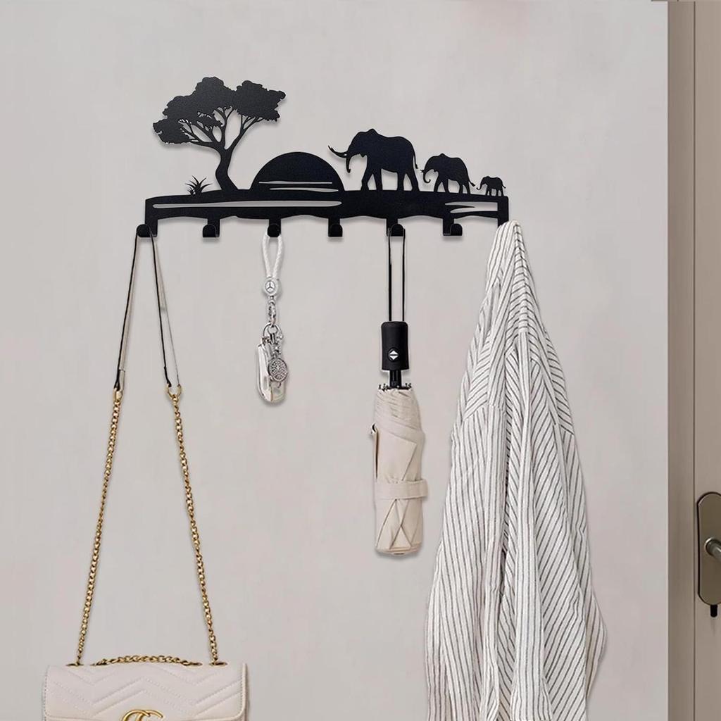 Key Hanger with 7 Hooks Adhesive Metal Decorative Entryway Key Holder Rack for Front Door Bedroom Kitchen Bathroom Entryway
