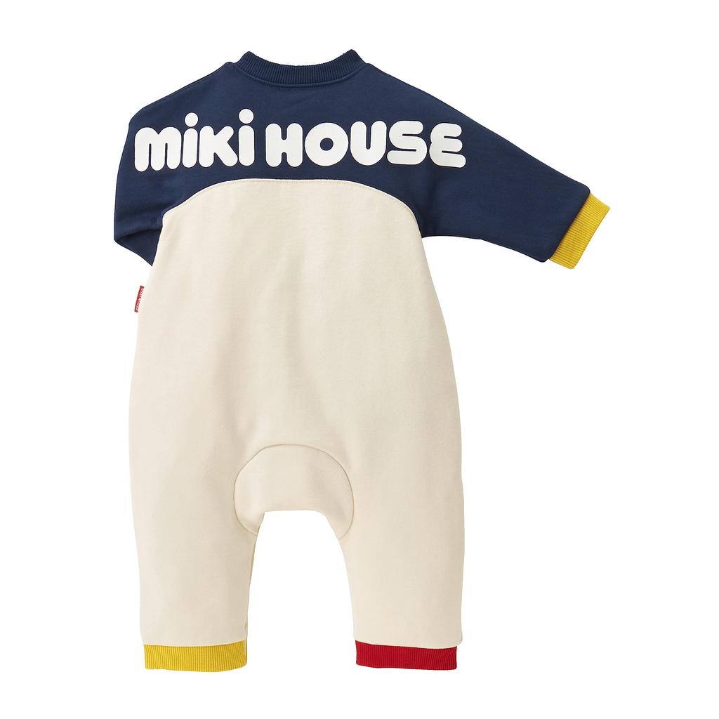 Coverall Rompers Logo Long Sleeve Made in Japan Boys Girls Baby Kids Infant Baby Clothes Clothes 70cm Multicolor [Miki House] Children's 10-1204-491