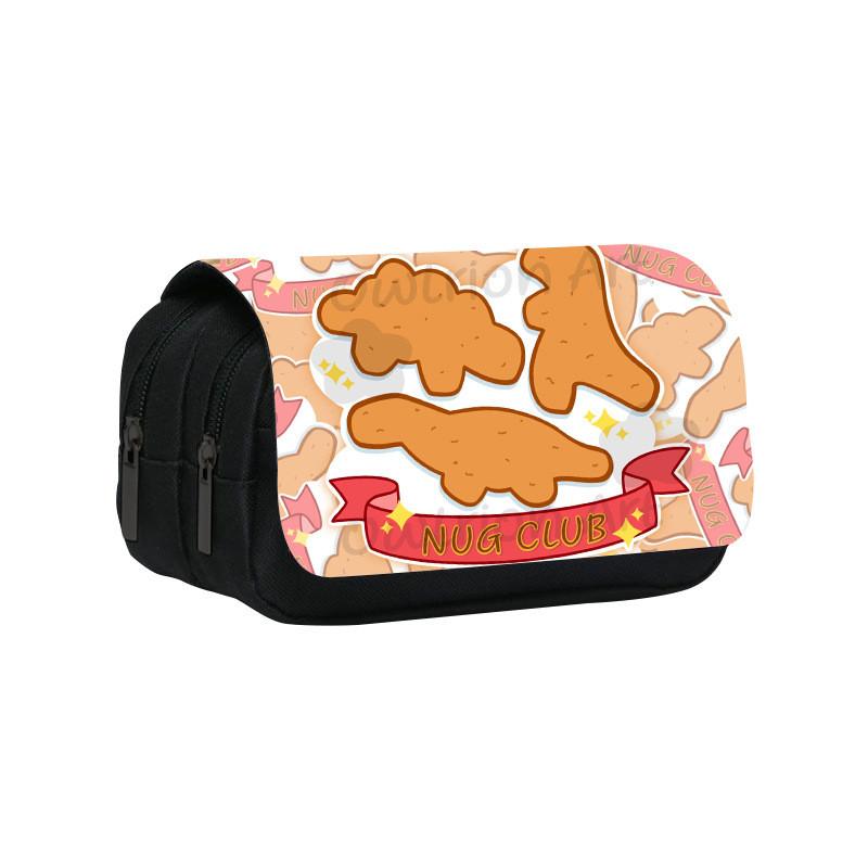 Dinosaur Chicken Nugget Double Layer Pencil Case With Nylon Material For Students And School Supplies