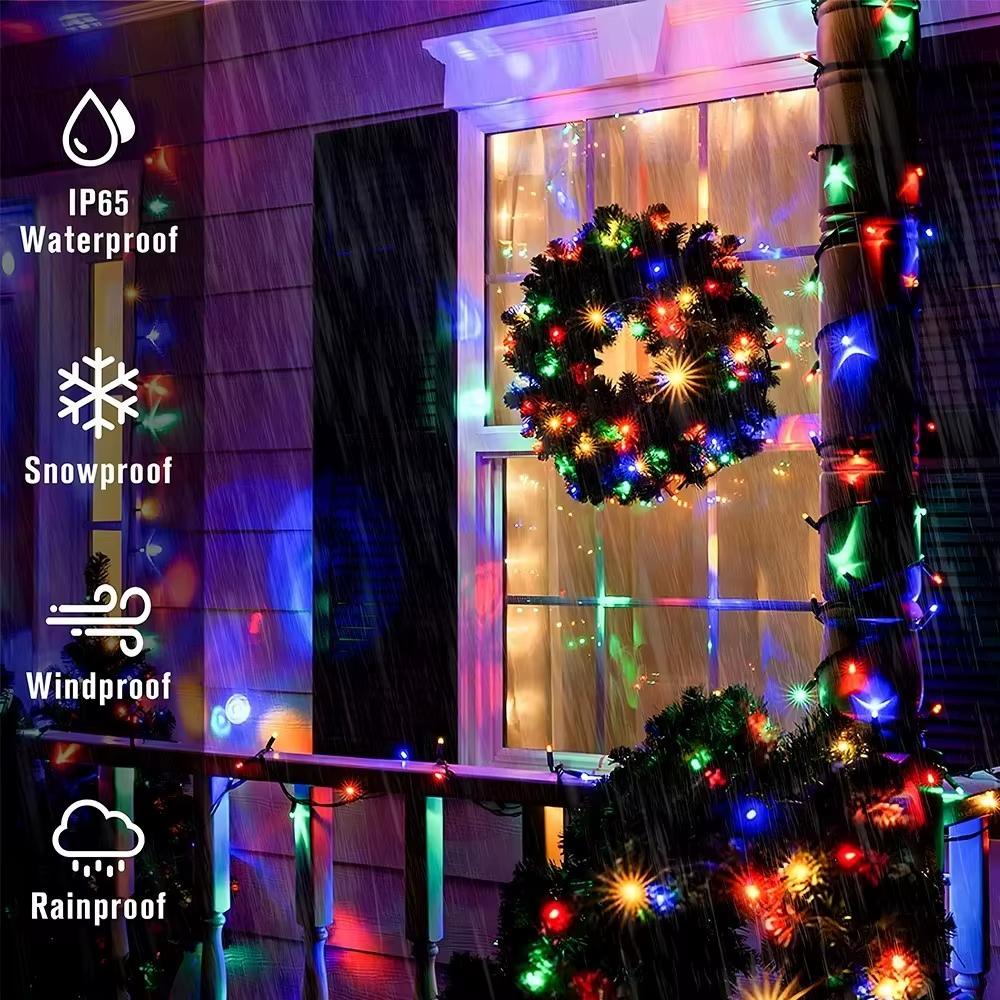 Solárne LED reťazové svetlá 50/20 LED IP65 Vodotesné 8 režimov Vianočné svetielka pre vonkajšiu záhradu Vianočnú párty Svadobnú dekoráciu