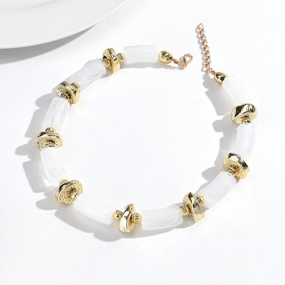 New Colorful Chunky Bamboo Tube Beaded Acrylic Choker for Women Man Statement Elbow Stack Necklace French Trendy Jewelry Gift