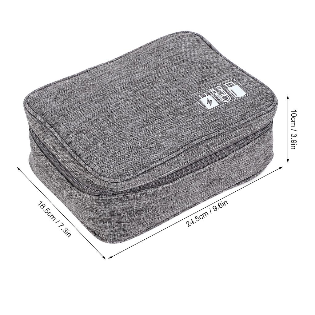 Cable Bag Organizer Travel Multiple Pockets Water Resistant Adjustable Divider Universal Electronic Cord Organizer Case Gray