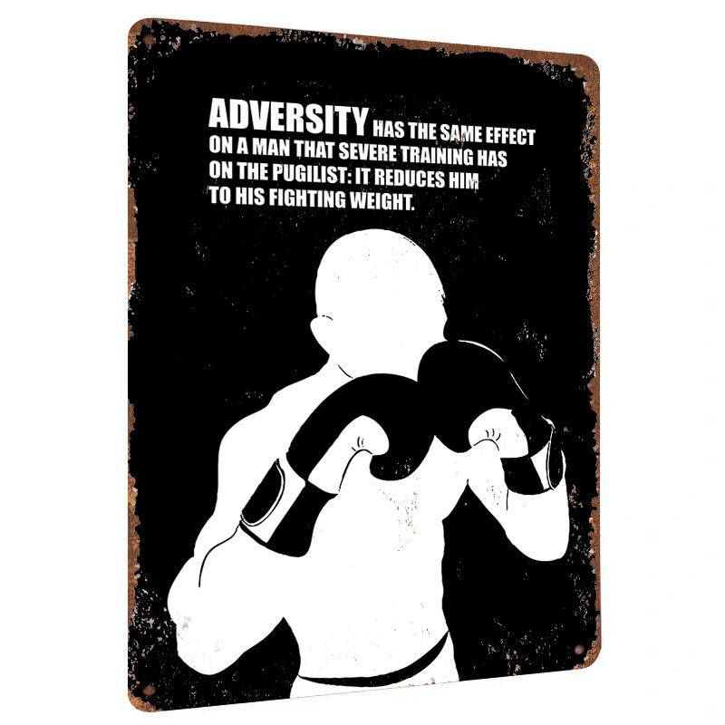 

Adversity Builds Strength Inspirational Boxer Metal Tin Sign Home Decor Wall Art 20x30cm（7.8x11.8inch）