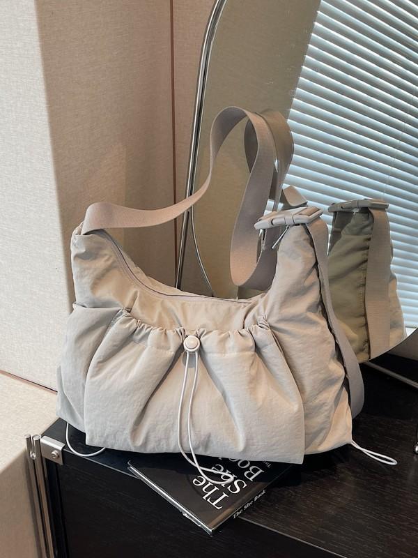 Trendy Nylon Square Shoulder Bag With Zipper And Inner Pouch For Daily Commute
