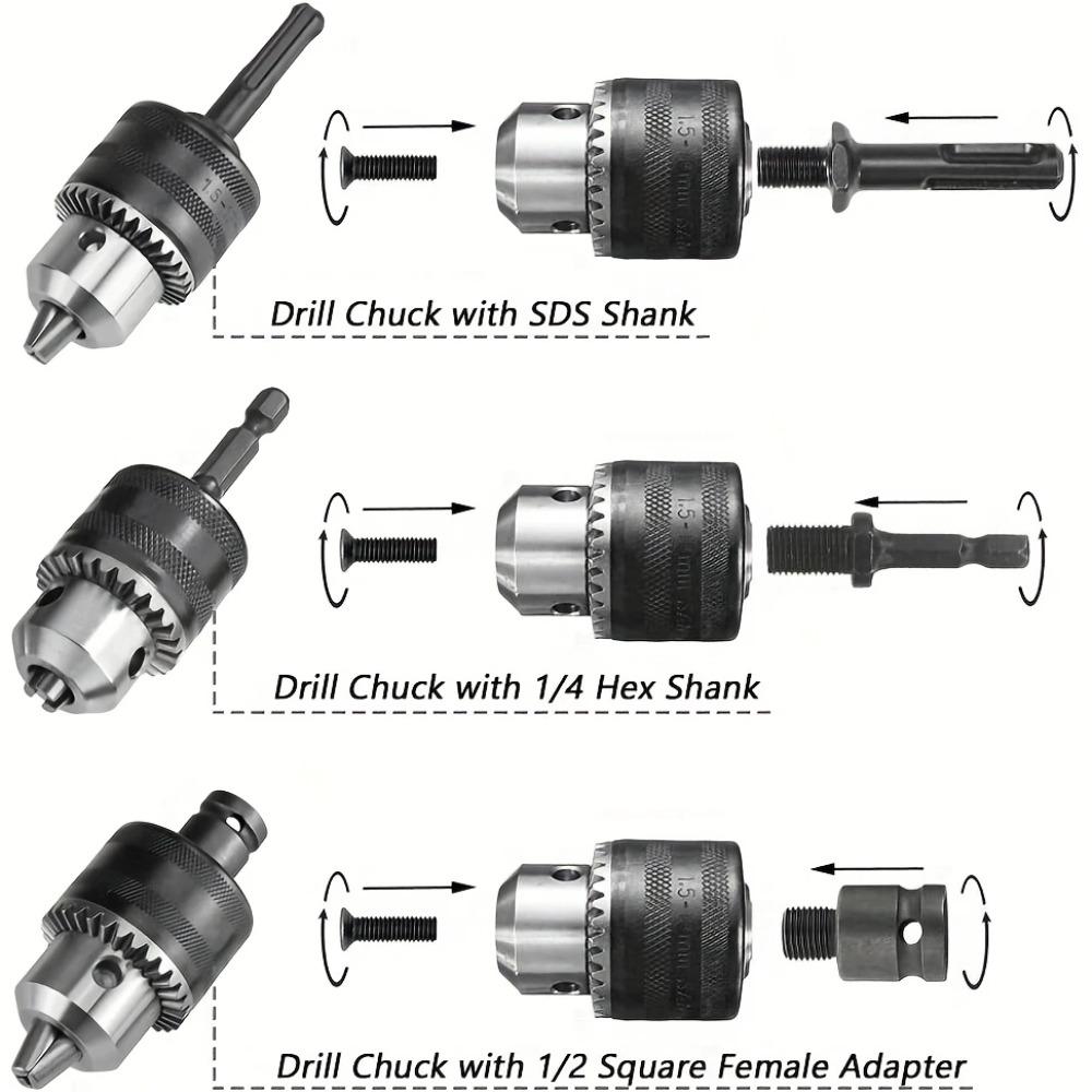 1/2 Impact Drill Chuck Adapter Mandrel Quick Release Grip for Lathe Grinder Accessories