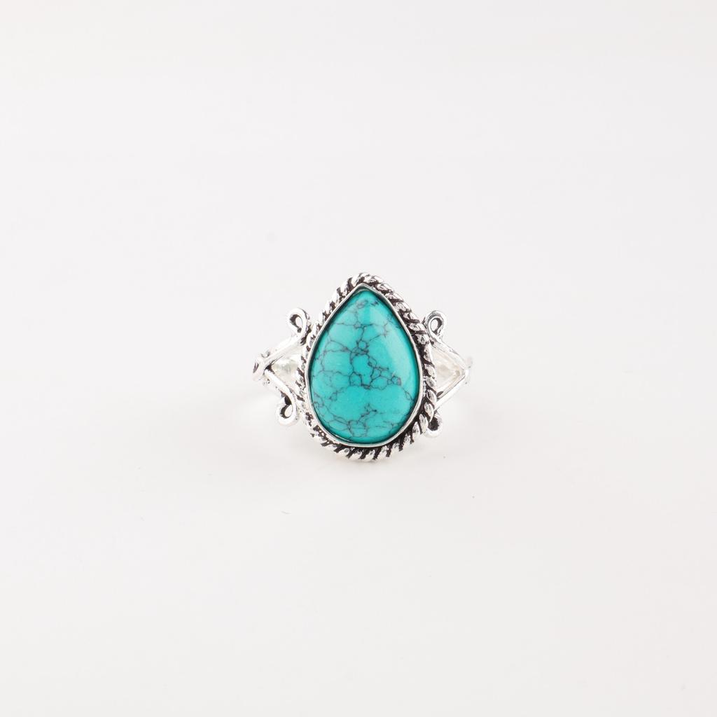 Natural Blue Turquoise Gemstone 925Sterling Silver Jewelry Handmade Ring For Her RR-57-25