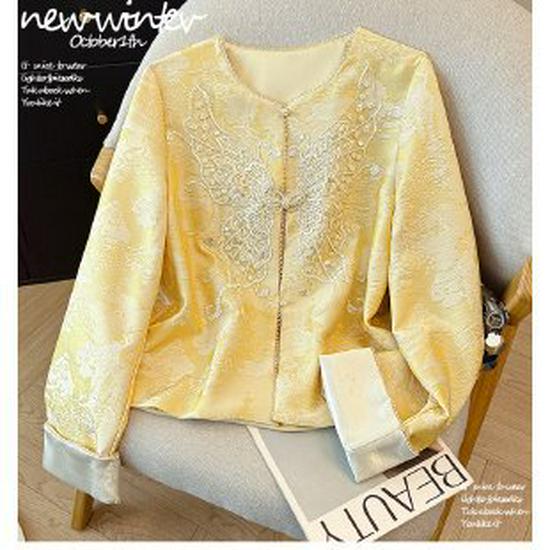 

2026 Elegant National Style Spring Jacket for Middle-Aged and Elderly Mothers XL