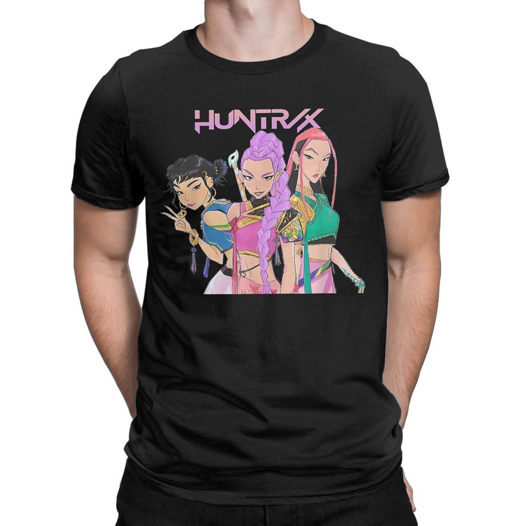 Men's T-Shirt Rumi Mira Zoey HUNTRIX Kpop Demon Hunters Cool Pure Cotton Tees Short Sleeve T Shirt O Neck Clothes Plus Size