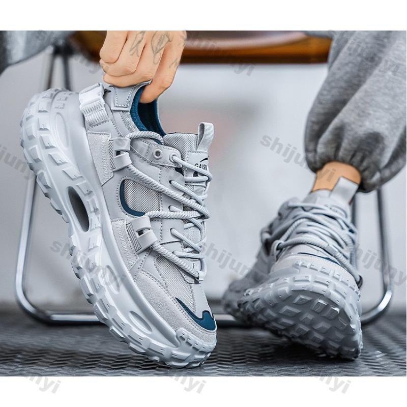 Fashion Men's White Sneakers 2025 New Fashion Lace-up Mesh Breathable Running Shoes Comfortable Non Slip Height Increase Casual Shoes