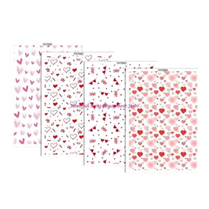 4Pieces Valentine Love Heart Transfer Paper 95x138mm Clay Earrings Water Soluble Transfer Paper for Jewelry Making