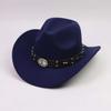 Western cowboy top hat new rivet decorative jazz hat men's and women's outdoor sunshade soft tweed hat