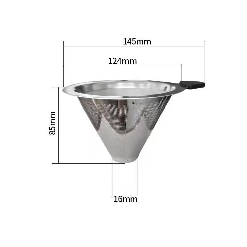 Stainless Steel Pour Over Coffee Filter Ultra Fine Mesh Space Saving Reusable Dripper for Office Staff Coffee Making