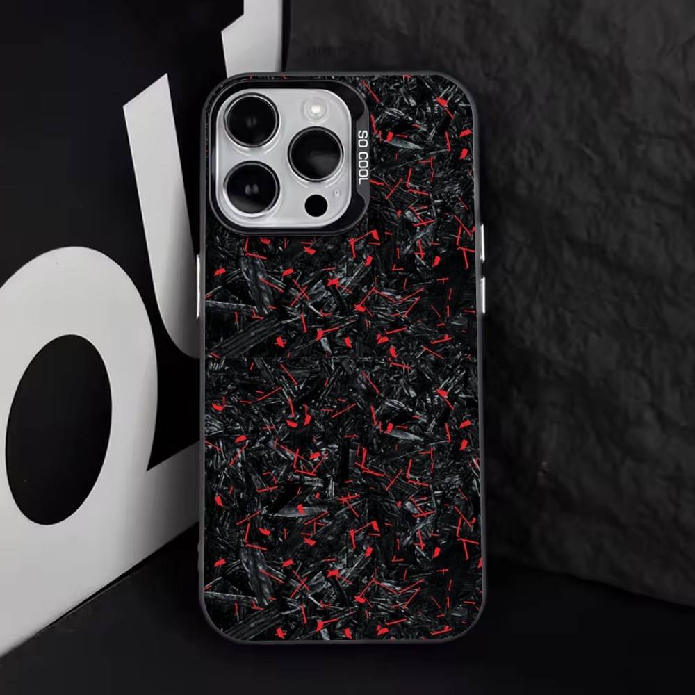 Carbon Fiber Pattern Phone Case For iPhone 17,16,15,14,13,12,11 Plus,Pro Max,XS,Colorful Silver Black Cover
