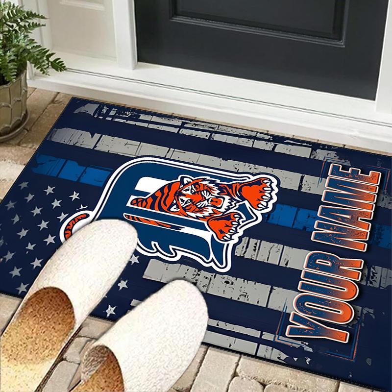 Custom NameDetroit Tigers Emblem Carpet, Indoor Rug, Chair Rug, Living Rooms, Doormat Made From Polyester Home Decor Birthday Christmas Gifts