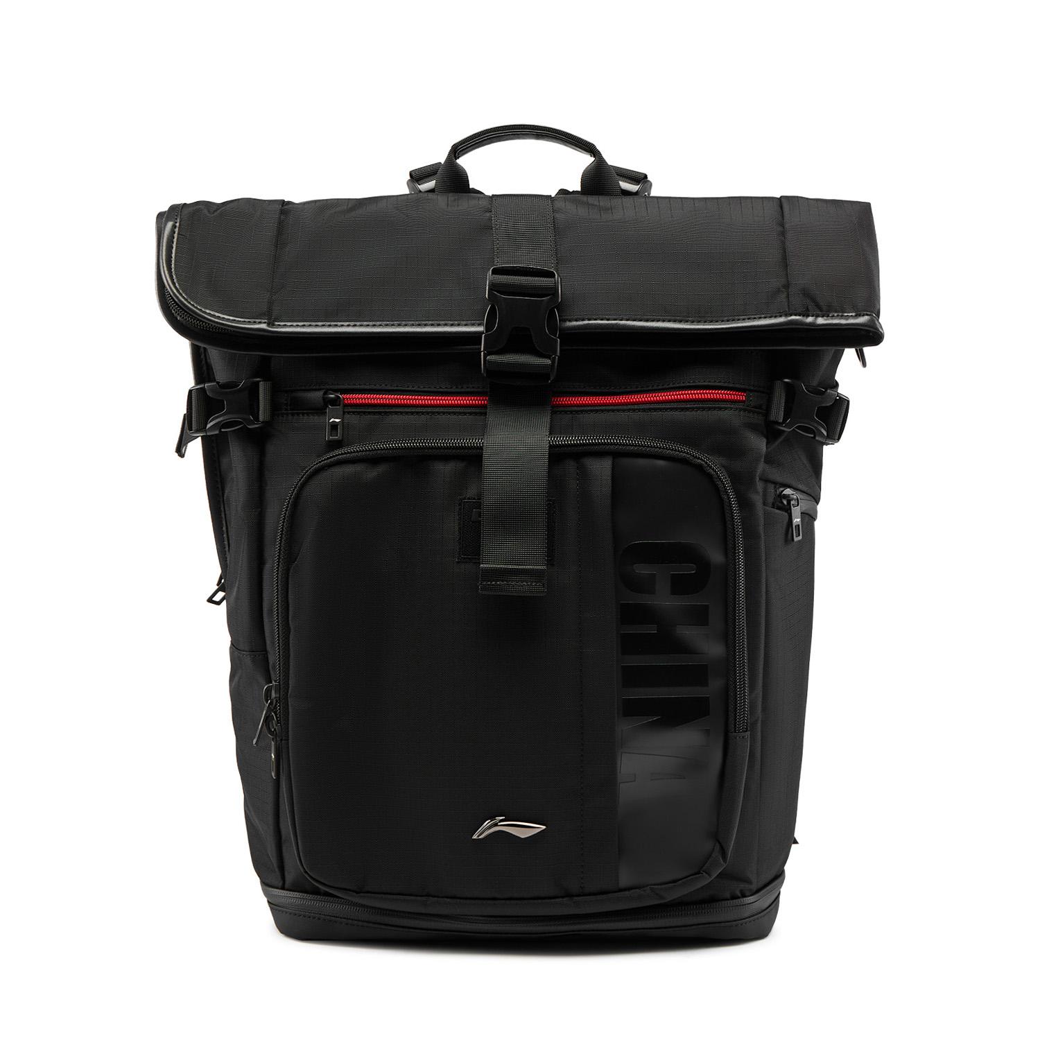 Li Ning Glory Fashion Versatile Logo Nylon Backpack Unisex Backpack Black ABSV445-1 Black