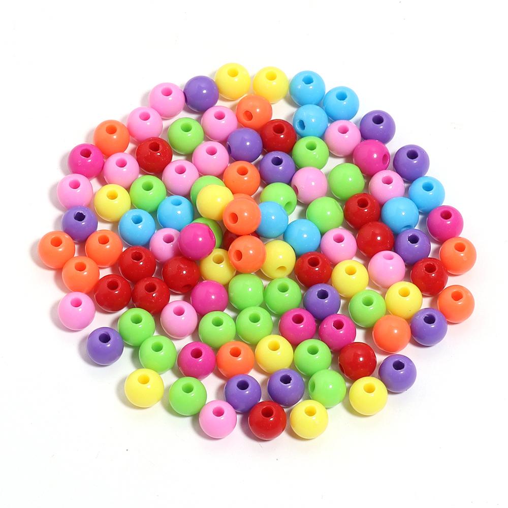 

50-100Pcs/Lot 6-12mm Solid Color Round Acrylic Beads Loose Spacer Beads For DIY Keychains Decoration Handmade Crafts Accessories 6mm 100pcs