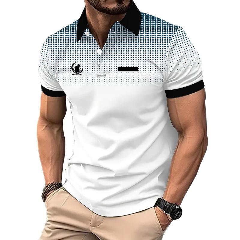 100 % Polyester, Sommer-Poloshirt für Herren mit Slim Fit, kurzärmelig, Business-Casual-Golf-Poloshirt.