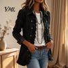 Umlegekragen Jacken Damen Böhmische Blumenjacke, Gerüschter Offener Mantel, Jacke Schlanke Passform Lässig Langarm Oberbekleidung für den Herbst