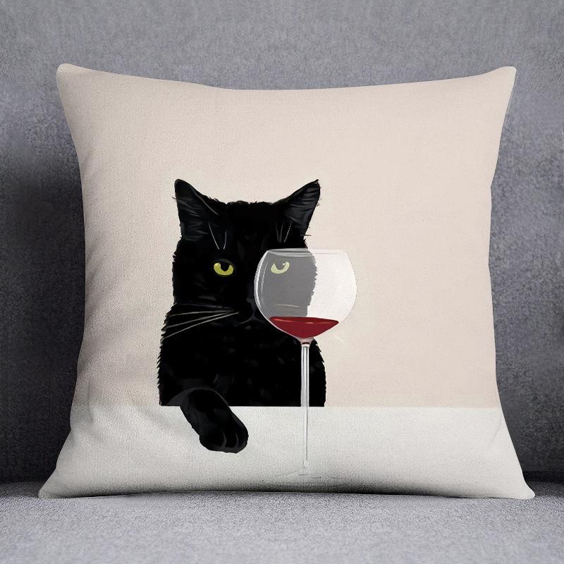Cute kitten pattern pillowcase home fabric decoration sofa cushion living room bedroom square pillow cover home