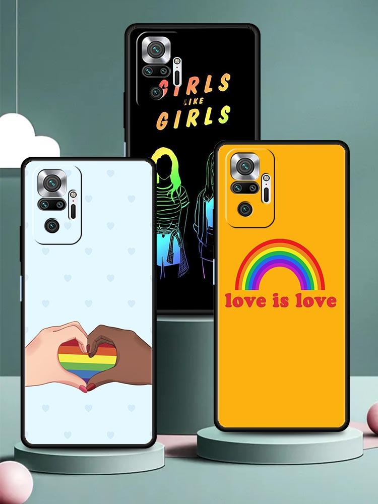 Gay Lesbian Rainbow Pride Phone Case Cover for Redmi 14C 10C Note 15 14 13 12 10 11 K40 Pro Plus Soft TPU Shockproof Shell Capas