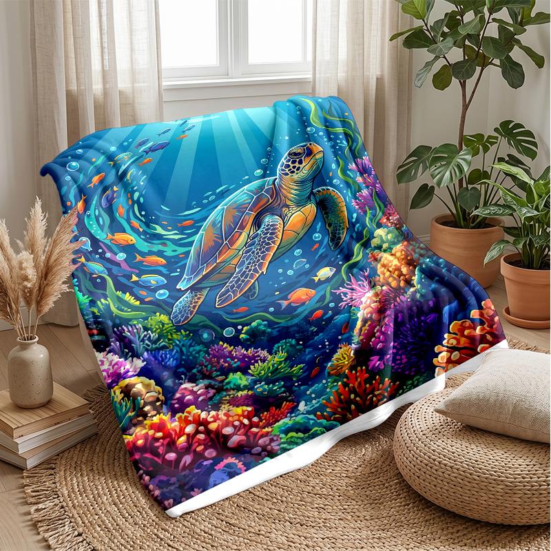 Ocean Life Adventure 47 Theme blanket Lightweight Warm Flannel Blanket Decorative Throw Blanket for Home Decoration