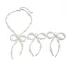 Sweet And Cool Imitation Pearl Beaded Bow Necklace Choker Temperament Light Luxury Collarbone Neck Chain Female