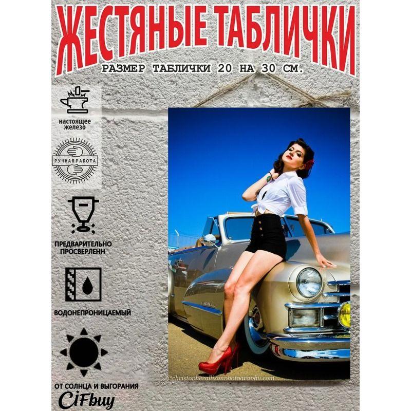 Retro Vintage Metal Sign Pin Up Girl Car Decor Wall Art