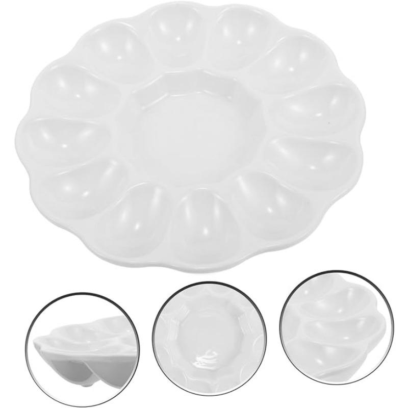 Easter Egg Tray Egg Platter Egg Holder Egg Tray for Refrigerator Egg Fixing Holder Ceramic Egg Tray White Color