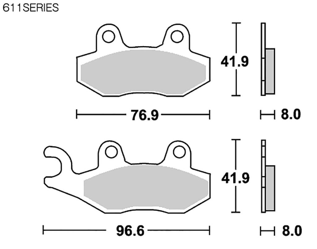 Kitaco 777-0611070 Pastiglia Freno SBS 611SI Sinterizzata YZ250 RM250 D Tracker KX250 ecc.