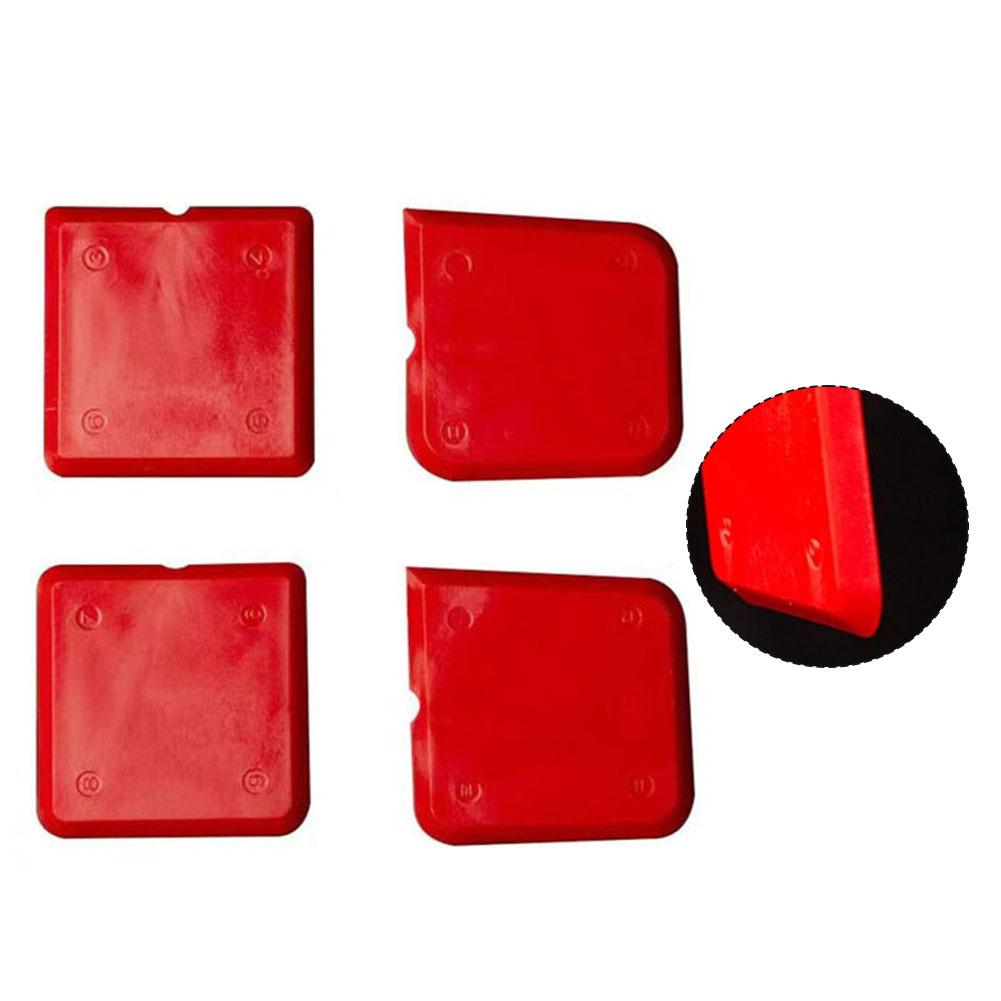4Pcs Caulking Tools 3-in-1 Silicone Caulking Tools Set Glass Glue Angle Scraper,Caulk Remover Scratching Board Red Multifunction