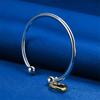 Luxurious 925 sterling silver exquisite gold heart-shaped open bracelet for women's fashion parties, wedding jewelry