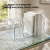 Clear Stationery Organizer Magazine Holder, 3/4-Compartment Desk Organizer, Vertical Bookend File Desktop Document Storage Rack Sorter Holder