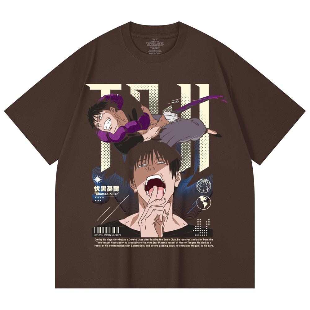 230 Gsm 100% Cotton Jujutsu Kaisen V47 Toji Print Unisex Heavy Cotton T Shirt