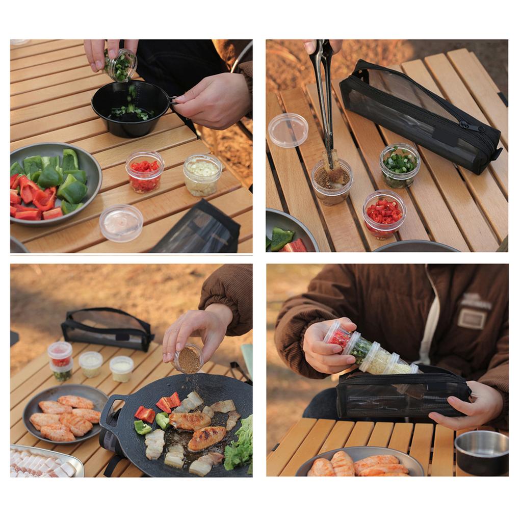 Outdoor Camping Seasoning Bottle Set Spliceable Portable Picnic Seasoning Containers Barbecue Seasoning Spices Sauces