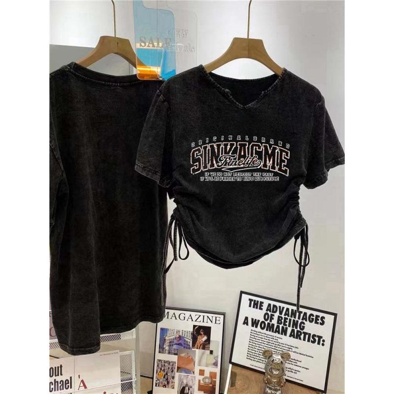 Distressed High Street Print Short Sleeve Pure Cotton Women's T-shirt – Summer 2025 National Tide Collection