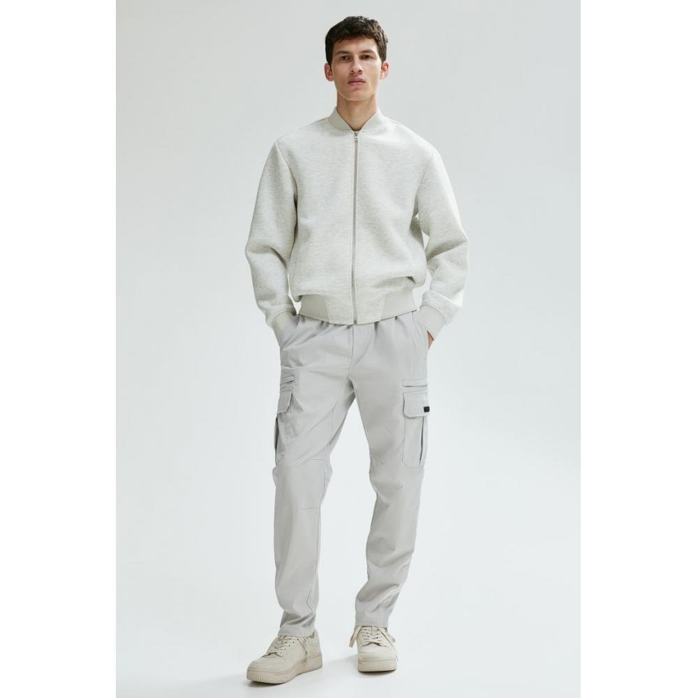 H M Regular Fit Jersey boMber Jacket ligHt Grey Melange