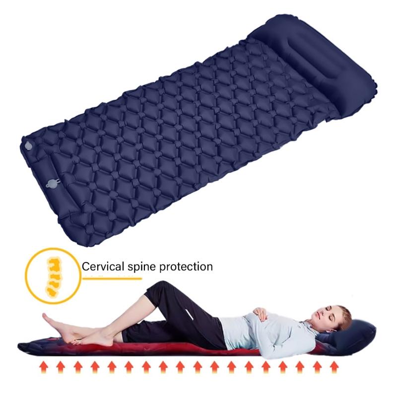 Folding Camping Sleepings Mat Inflatable Backpacking Sleepings Pad with Pillow Lightweight Watertight Camp Sleepings Pad