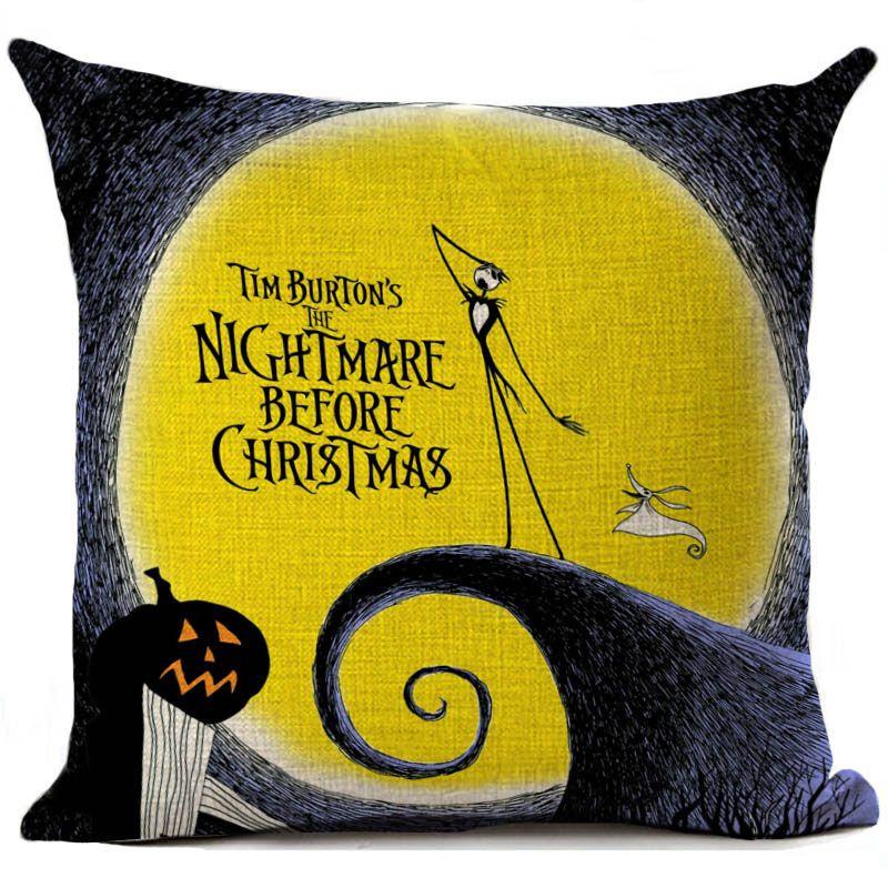 Nightmare Before Christmas Baumwolle Leinen Wurfkissenbezug Sofakissenbezug Heimdeko